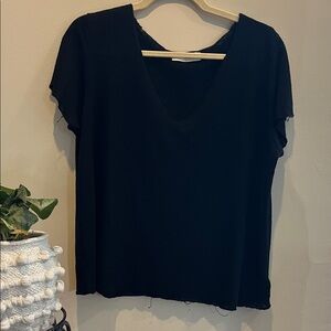 Urban Outfitters Slouchy Distressed Semi-Sheer Black Tee, Women’s Size M